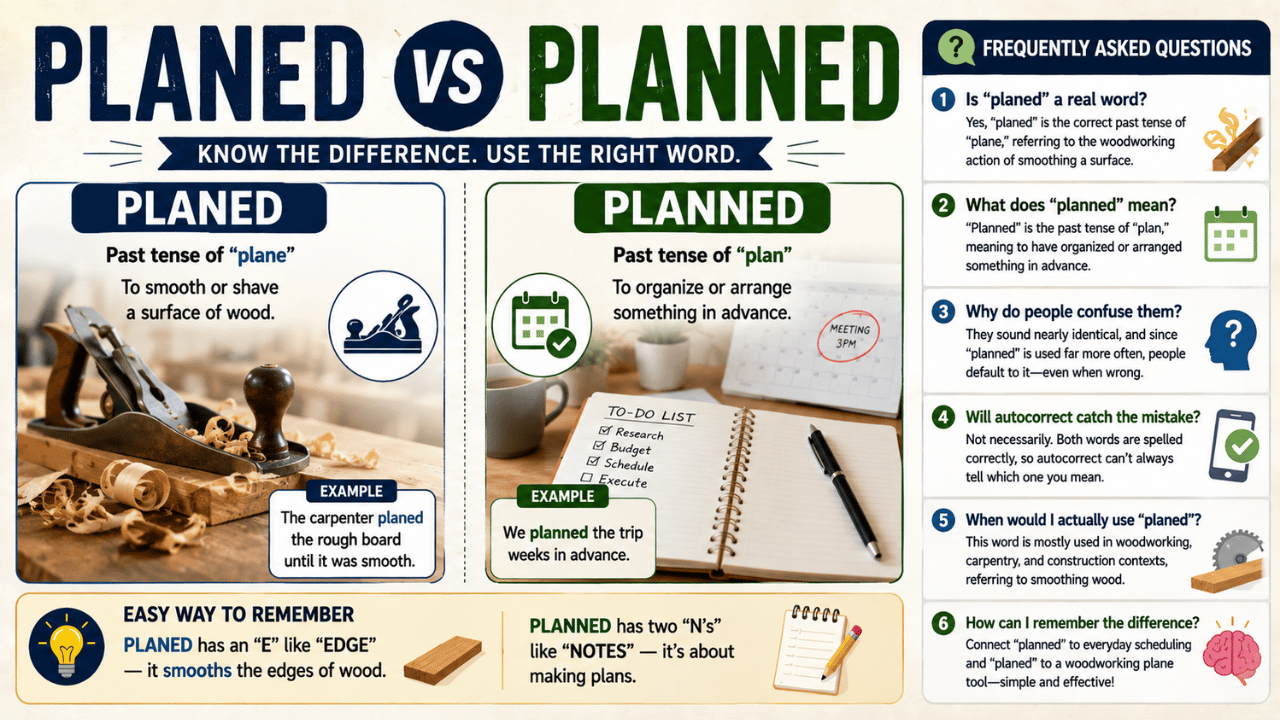 Planed or Planned: Which Word Do You Actually Mean?