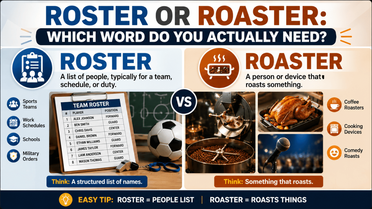 Roster or Roaster: Which Word Do You Actually Need?