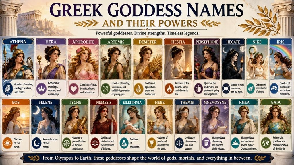 Greek Goddess Names and Their Powers